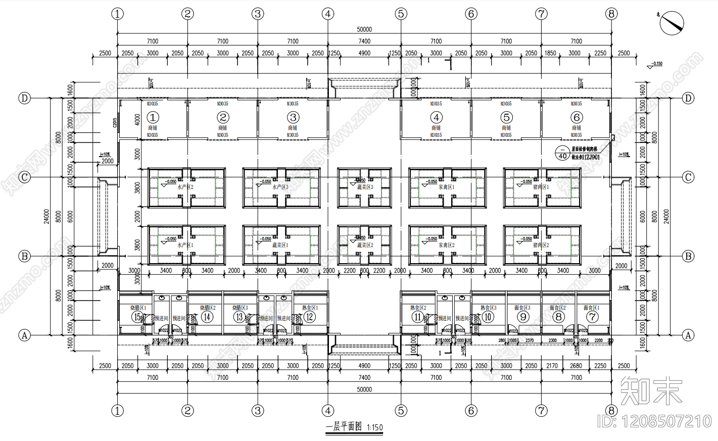 现代简约农贸市场建筑施工图下载【ID:1208507210】