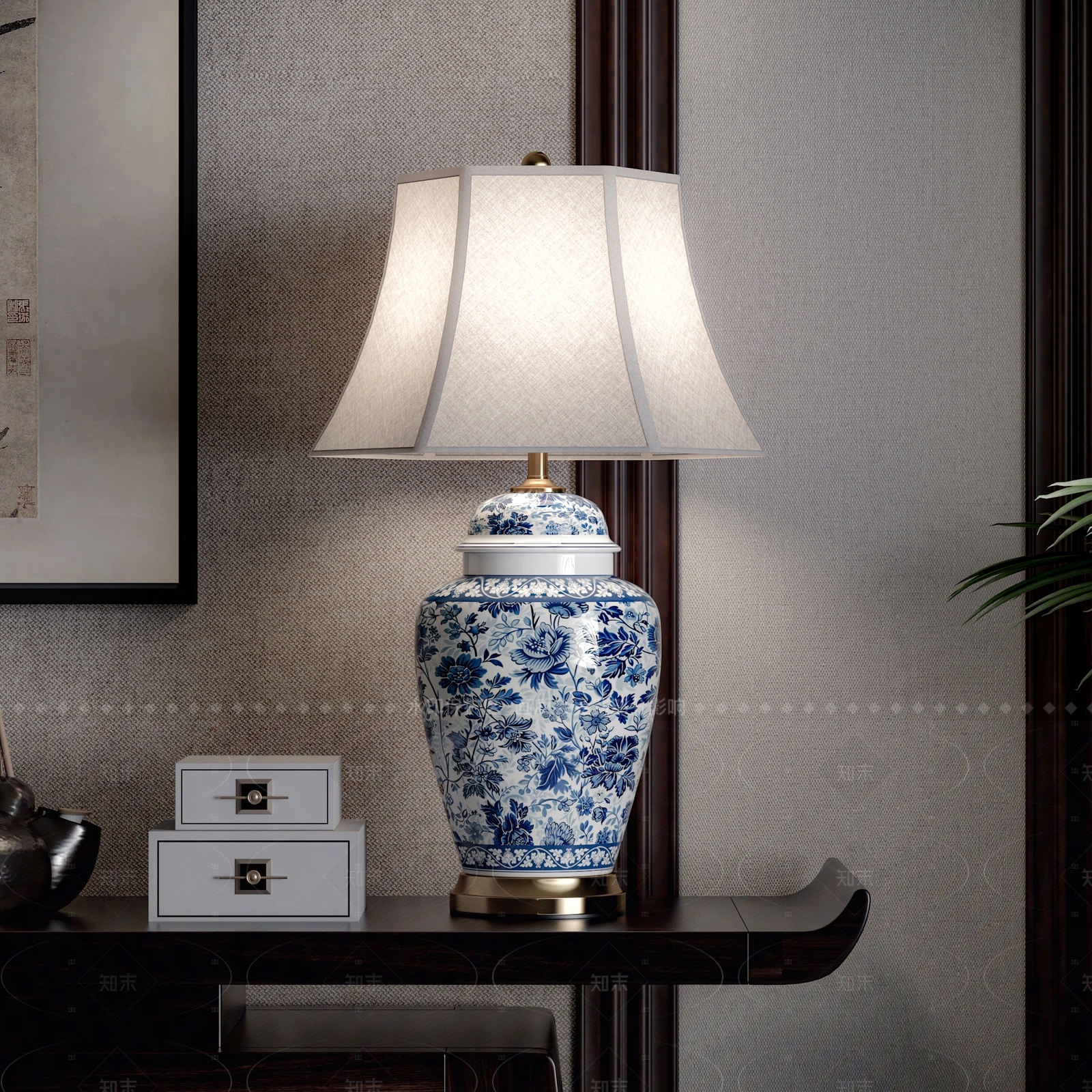 新中式台灯3D模型下载【ID:1208508044】