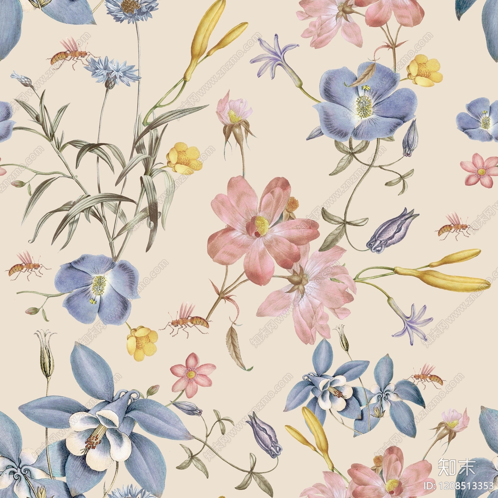 现代中古花纹布纹贴图下载【ID:1208513353】