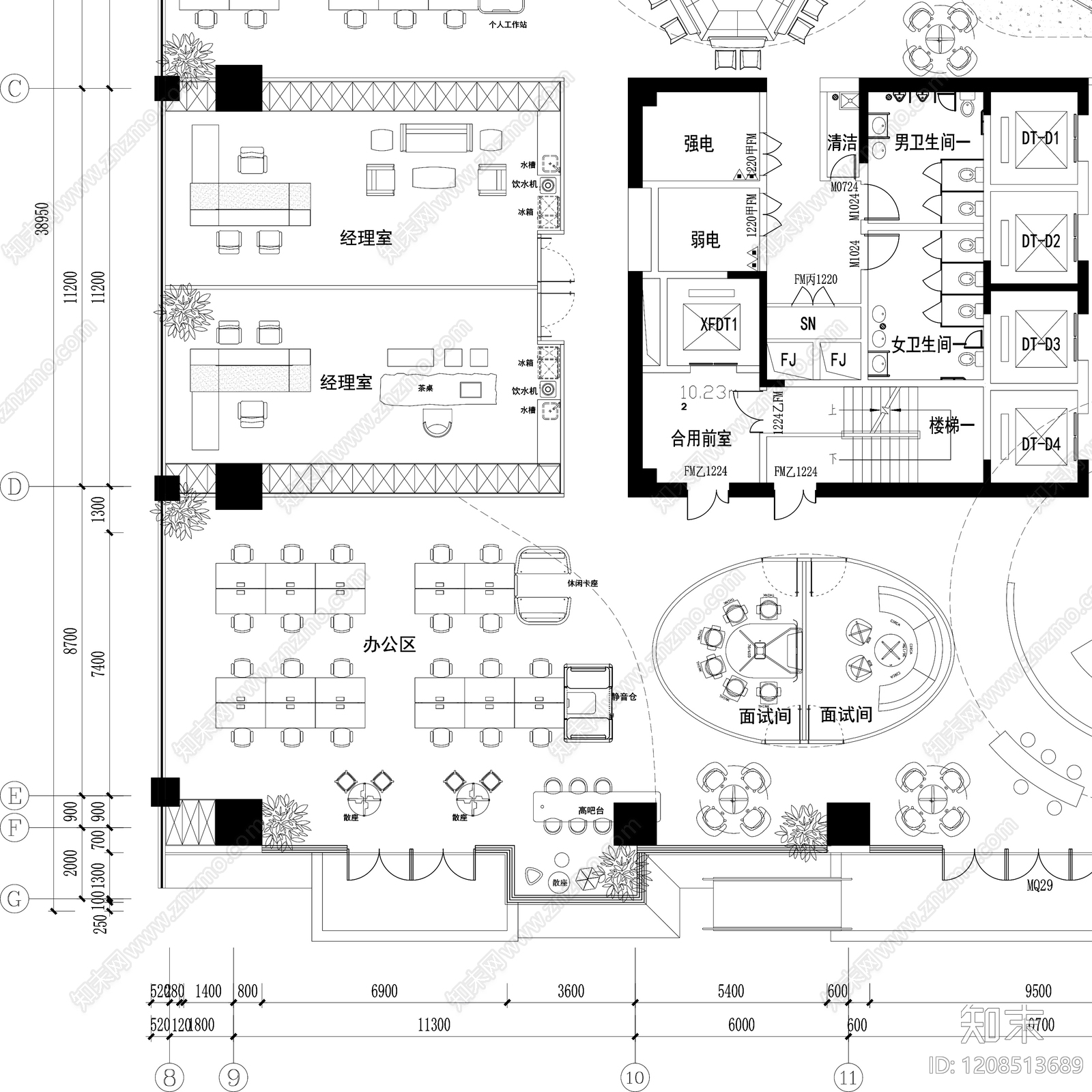 办公大堂cad施工图下载【ID:1208513689】