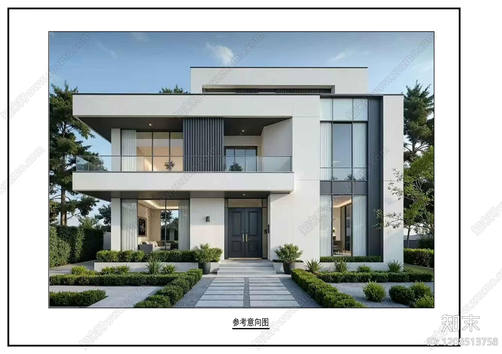 现代别墅建筑施工图下载【ID:1208513758】