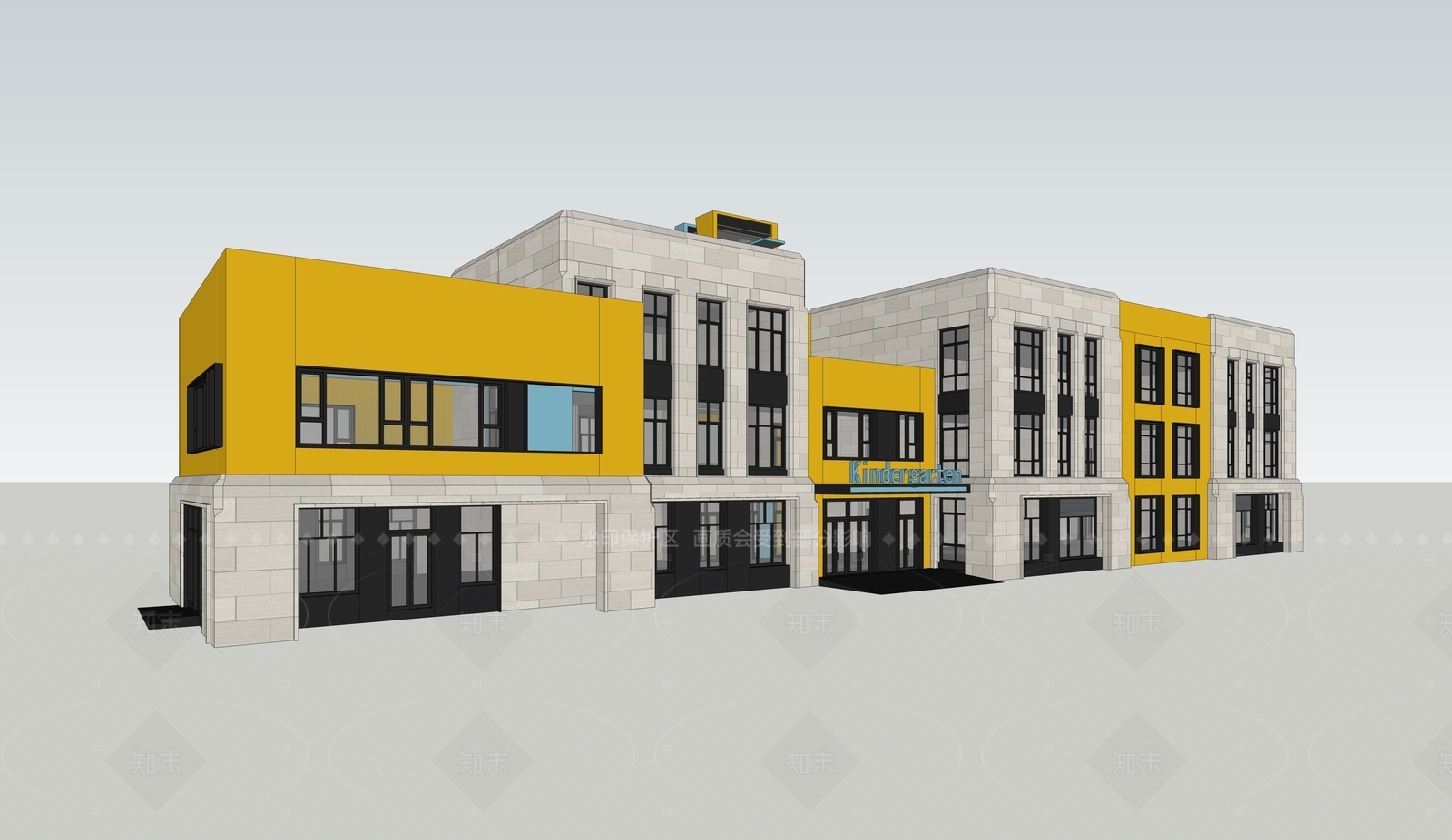 简欧复古幼儿园SU模型下载【ID:1208518140】