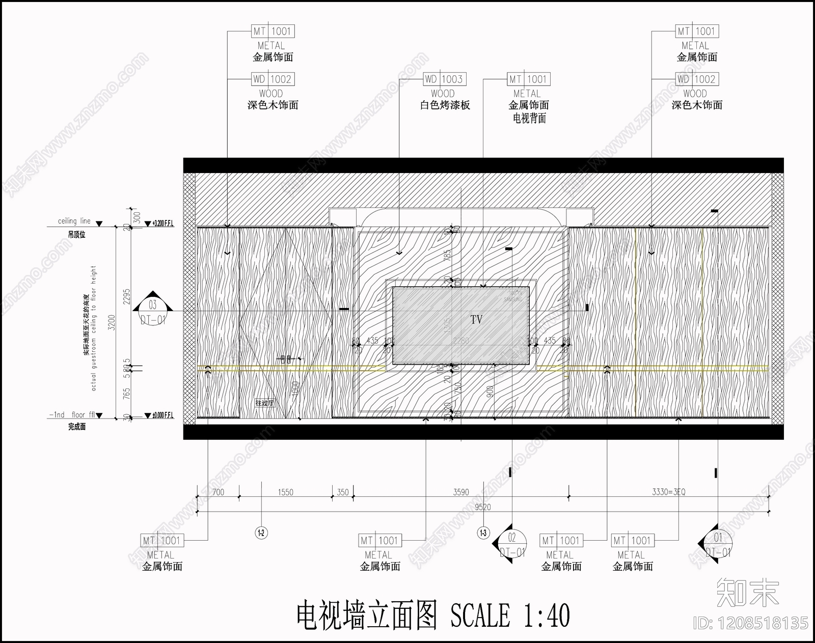 背景墙节点cad施工图下载【ID:1208518135】