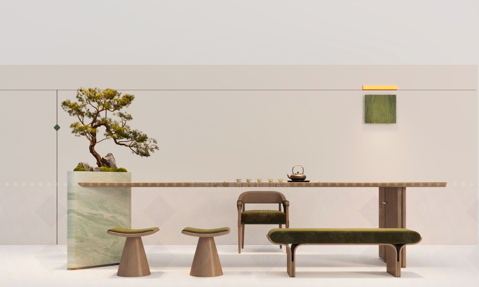 现代新中式茶桌椅SU模型下载【ID:1208525652】