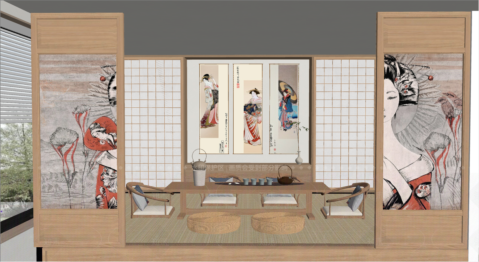 日式侘寂茶室SU模型下载【ID:1208526004】