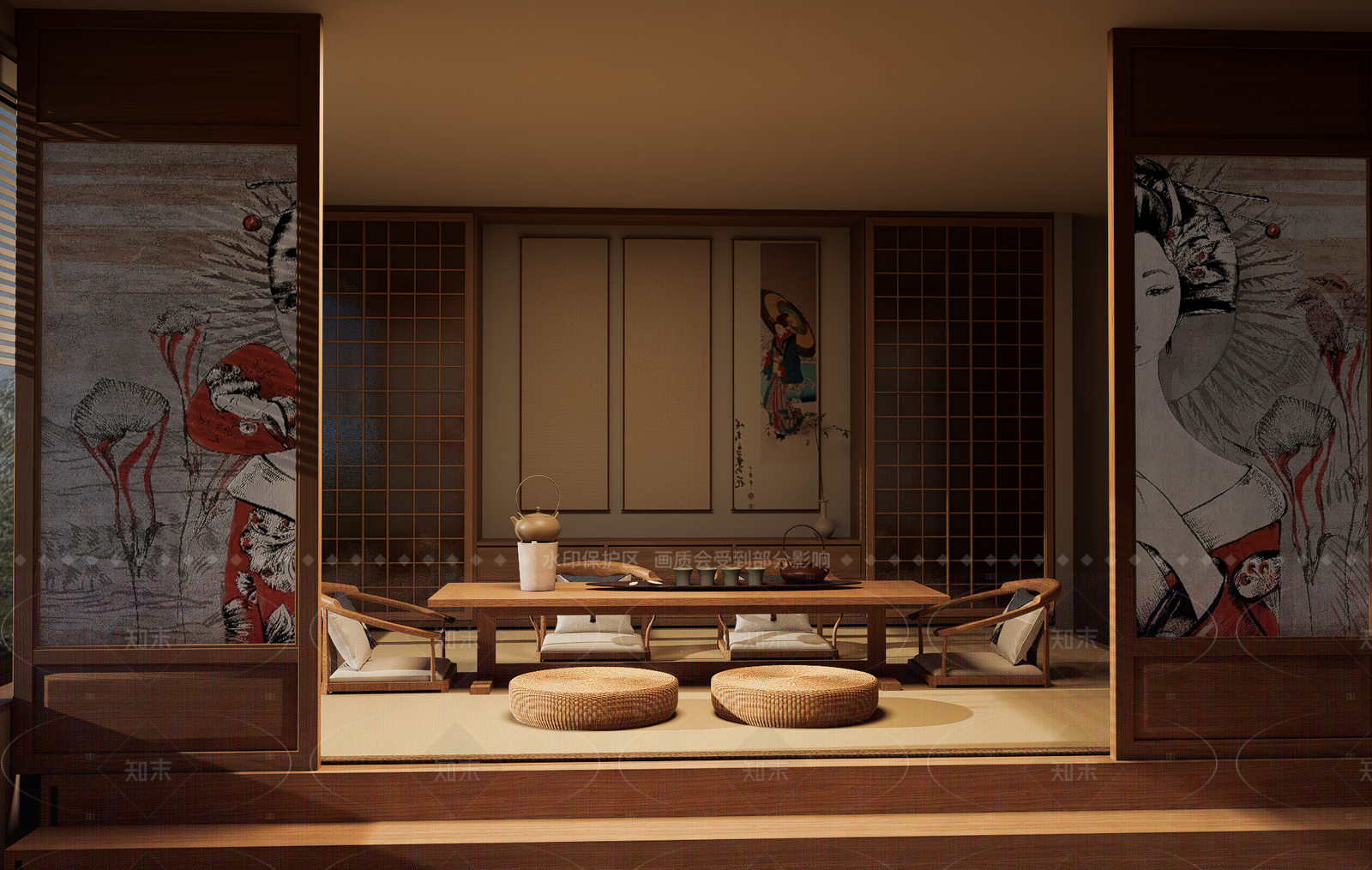 日式侘寂茶室SU模型下载【ID:1208526004】