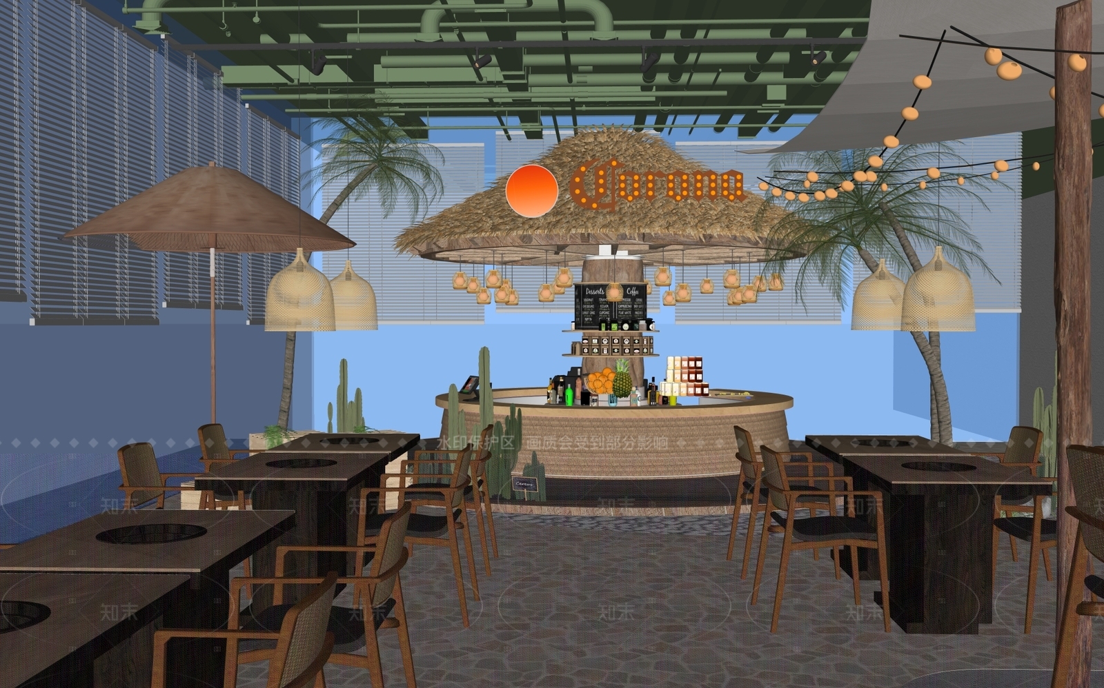 侘寂极简烧烤烤肉店SU模型下载【ID:1208526895】