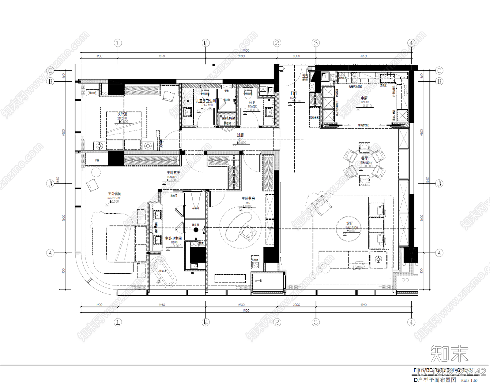 公寓cad施工图下载【ID:1208527442】