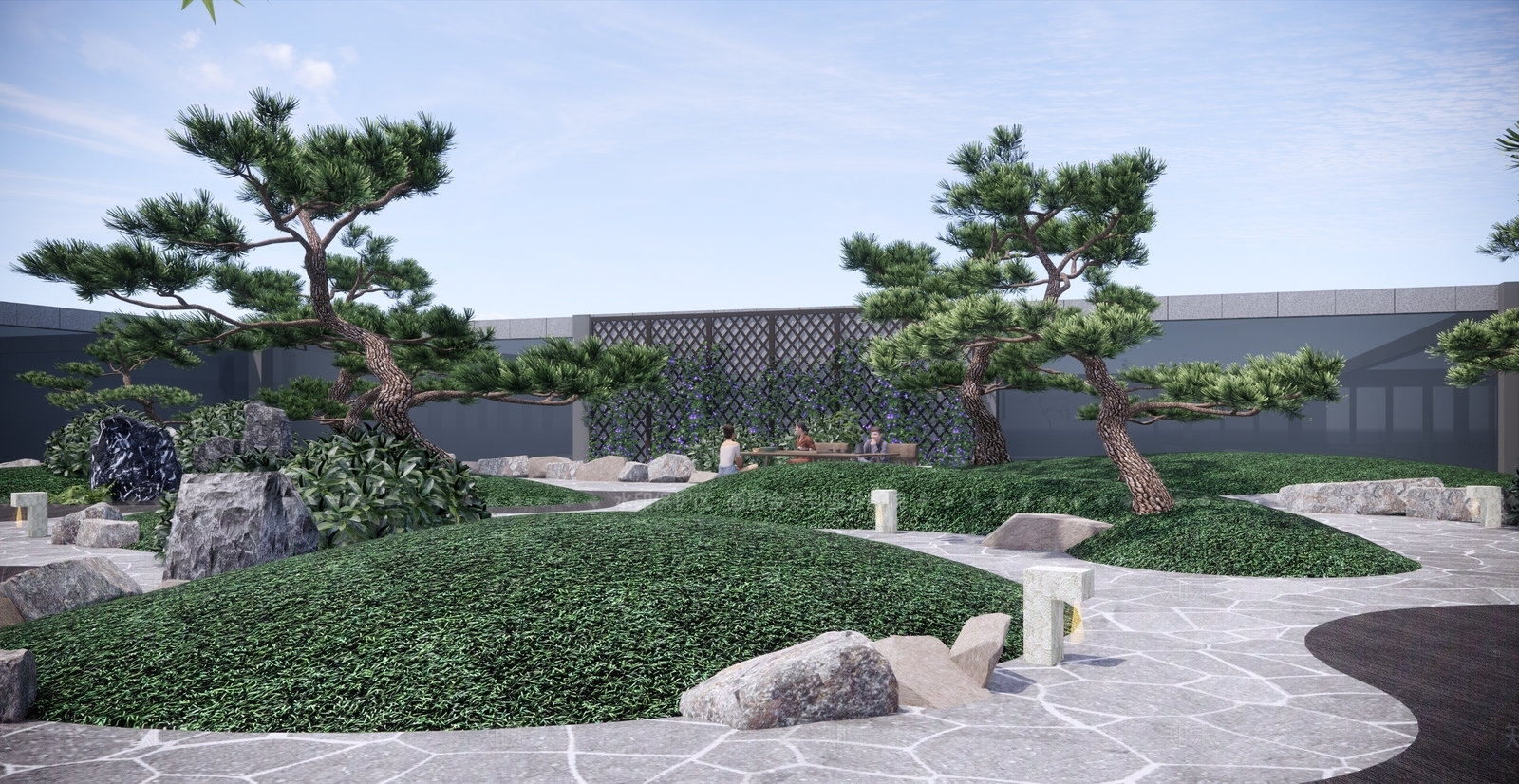 日式新中式别墅庭院SU模型下载【ID:1208529031】