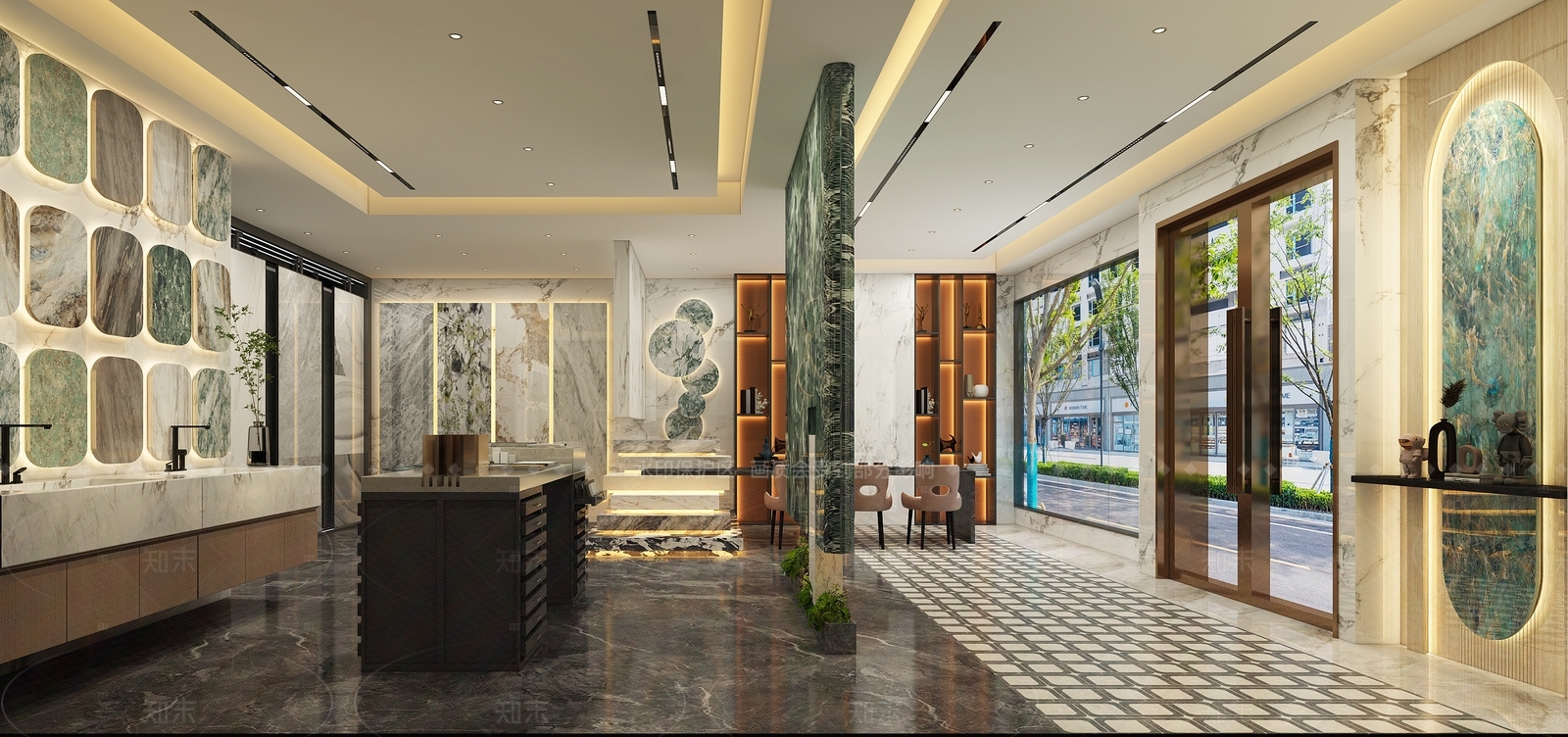 意式轻奢瓷砖展厅3D模型下载【ID:1208529463】