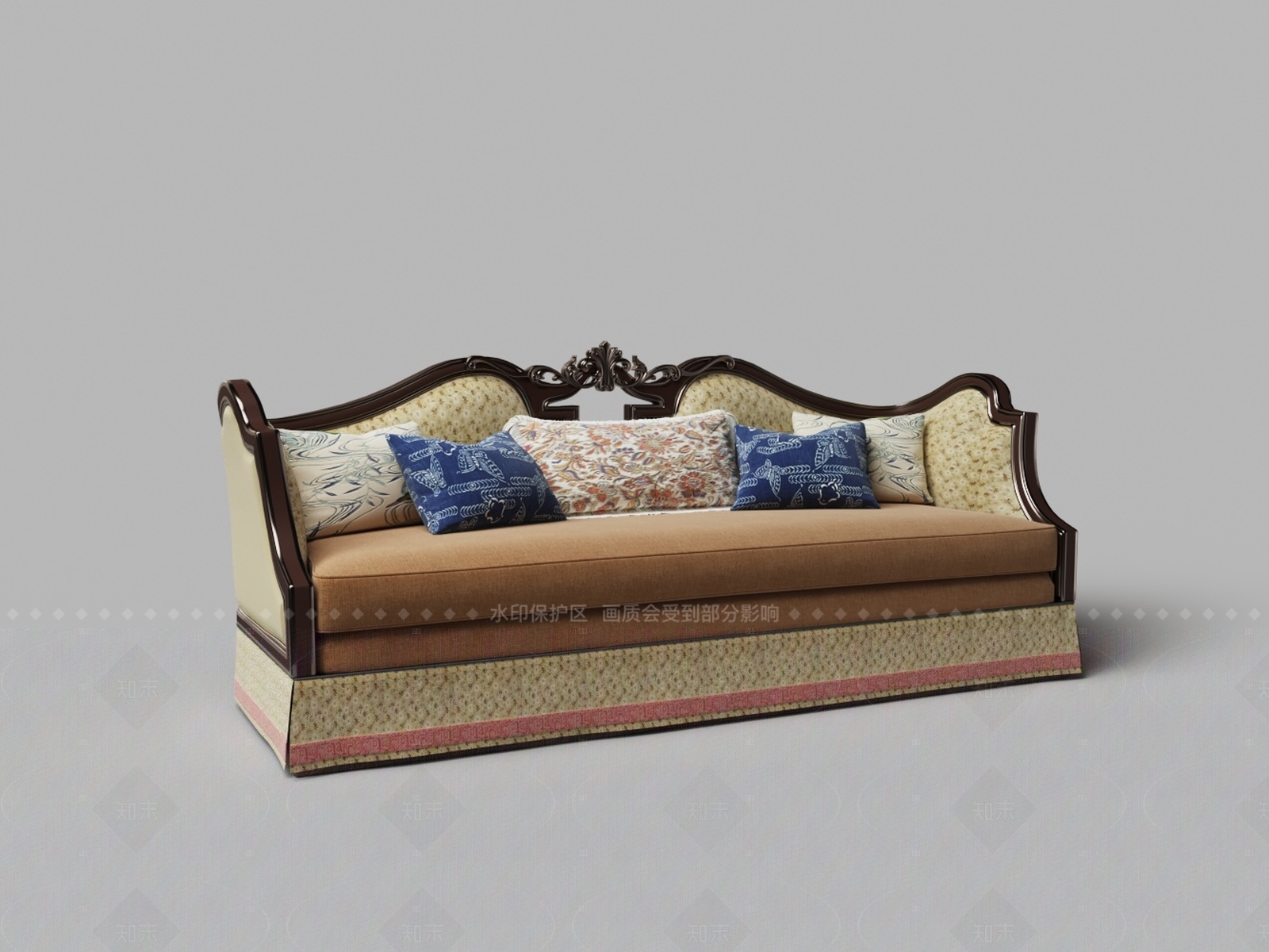 美式古典三人沙发3D模型下载【ID:1208529652】