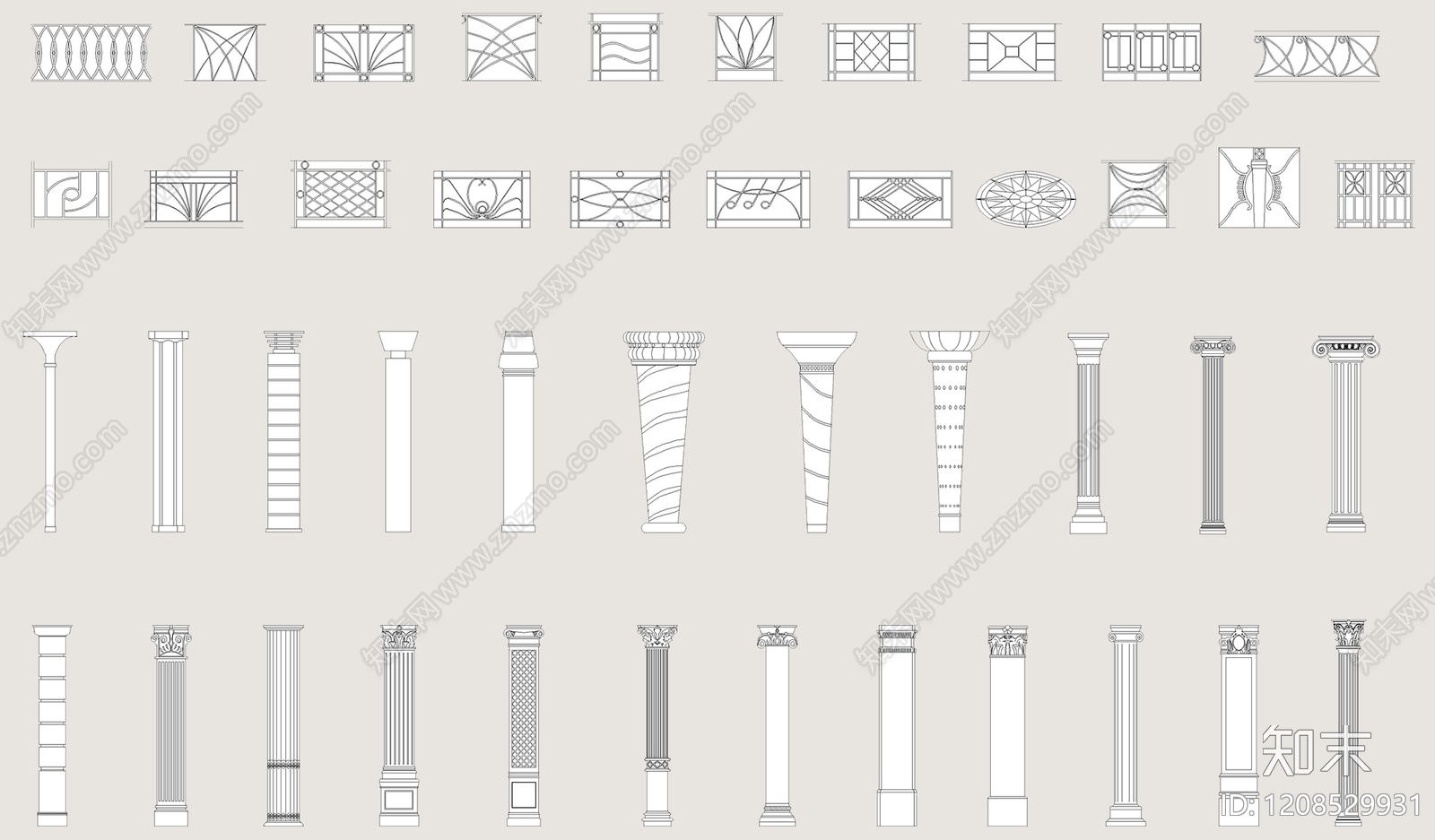 现代综合硬装构件图库施工图下载【ID:1208529931】