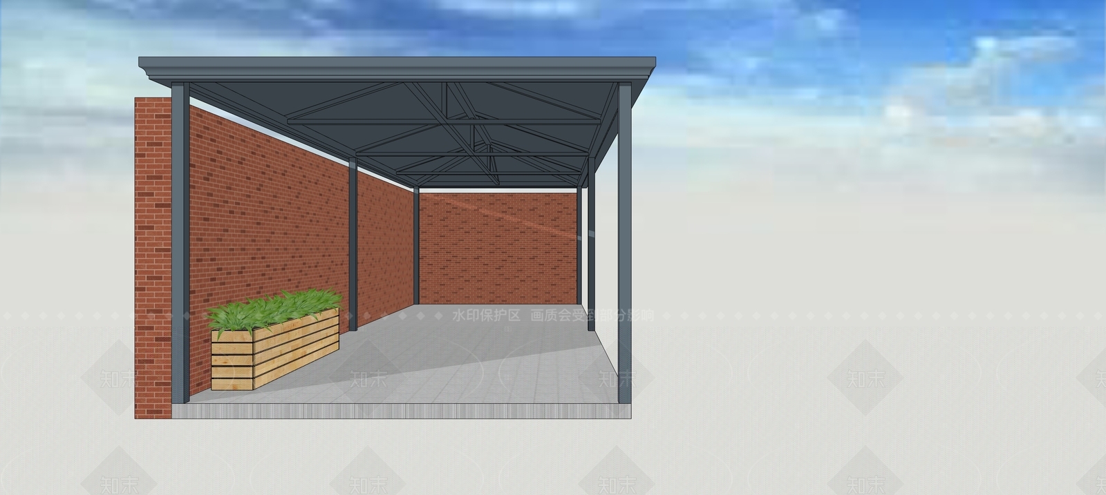 现代雨棚SU模型下载【ID:1208532424】