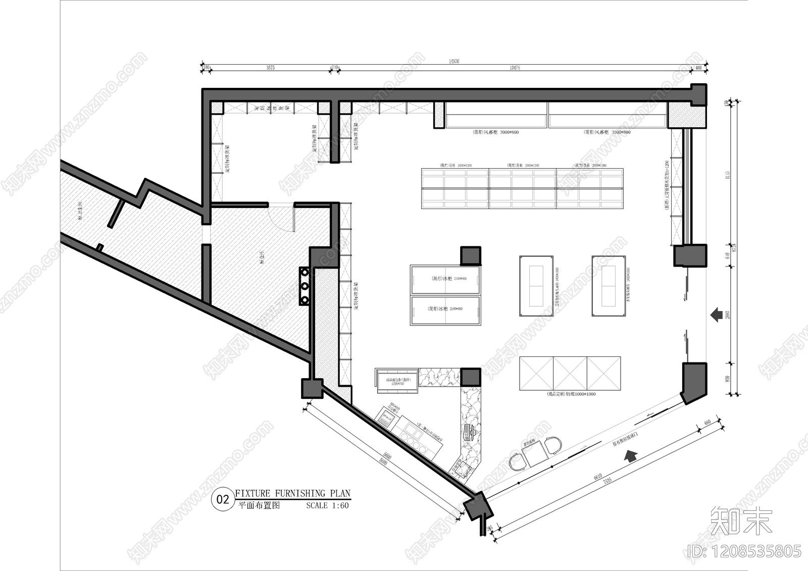 现代超市cad施工图下载【ID:1208535805】