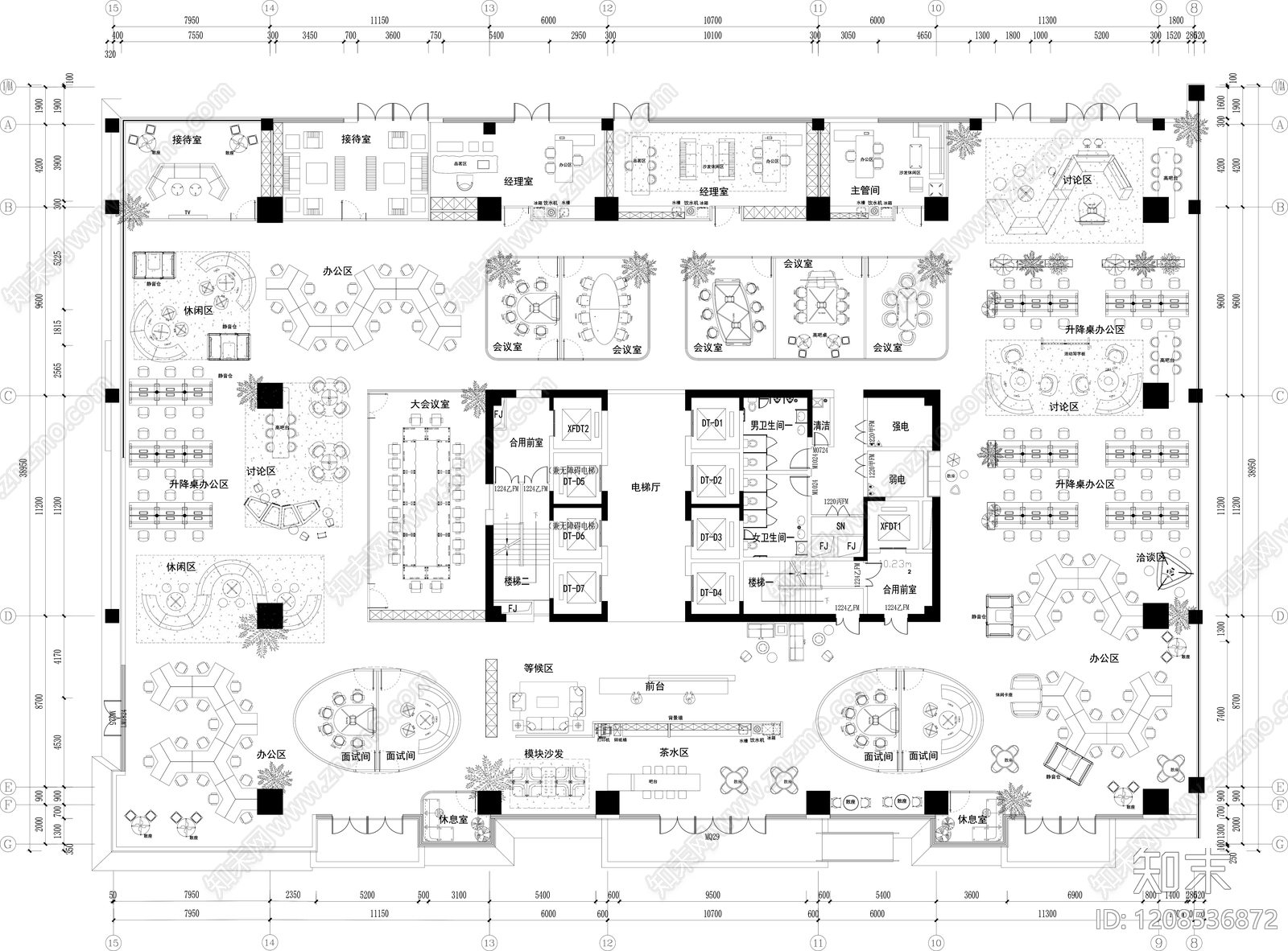 现代开放办公室施工图下载【ID:1208536872】