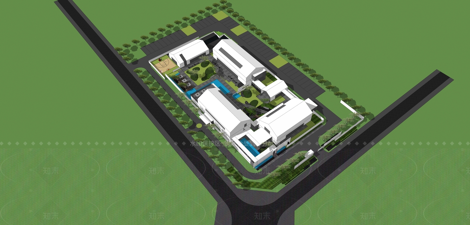 现代售楼处建筑SU模型下载【ID:1208538016】