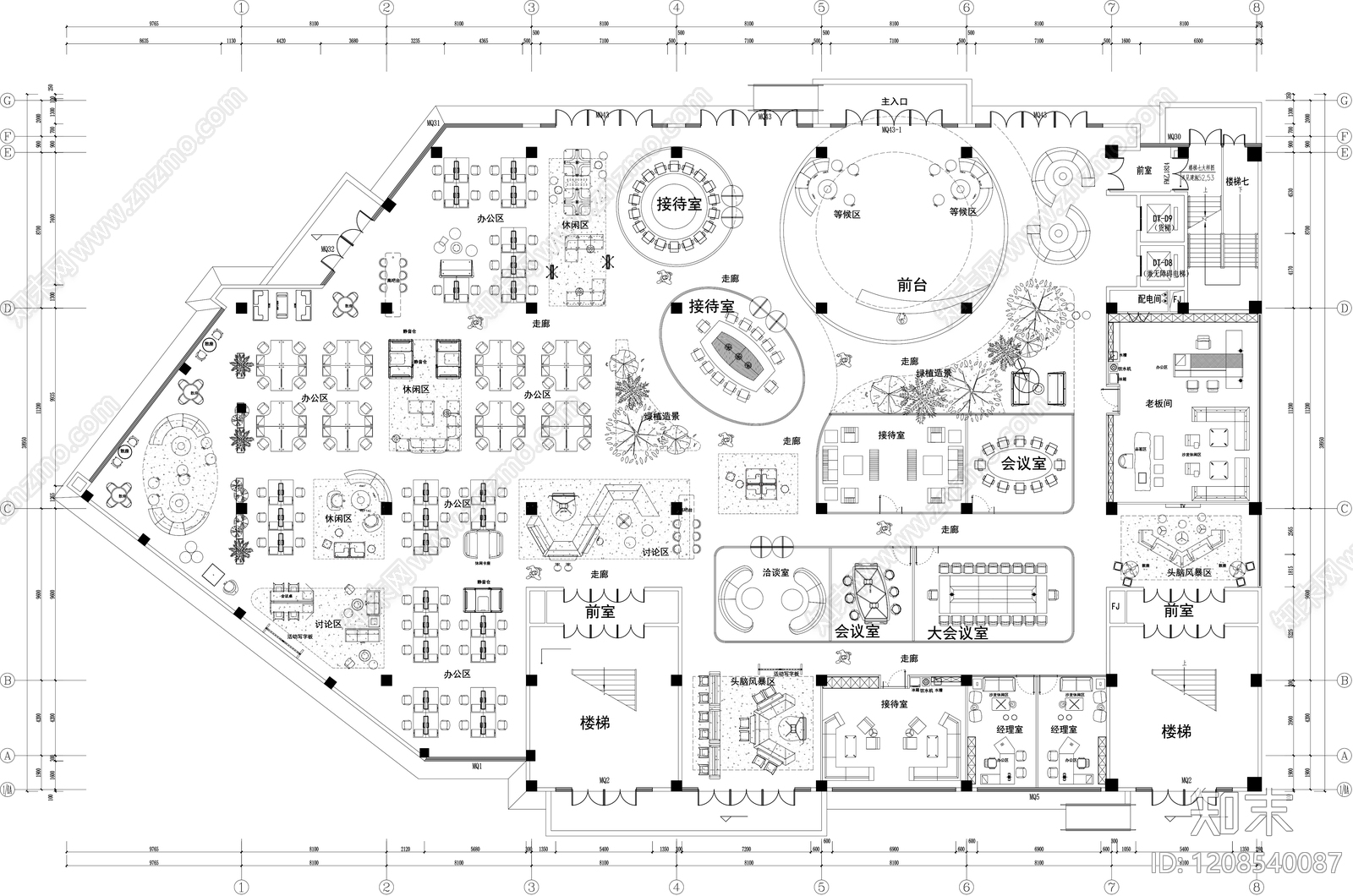 办公大堂施工图下载【ID:1208540087】