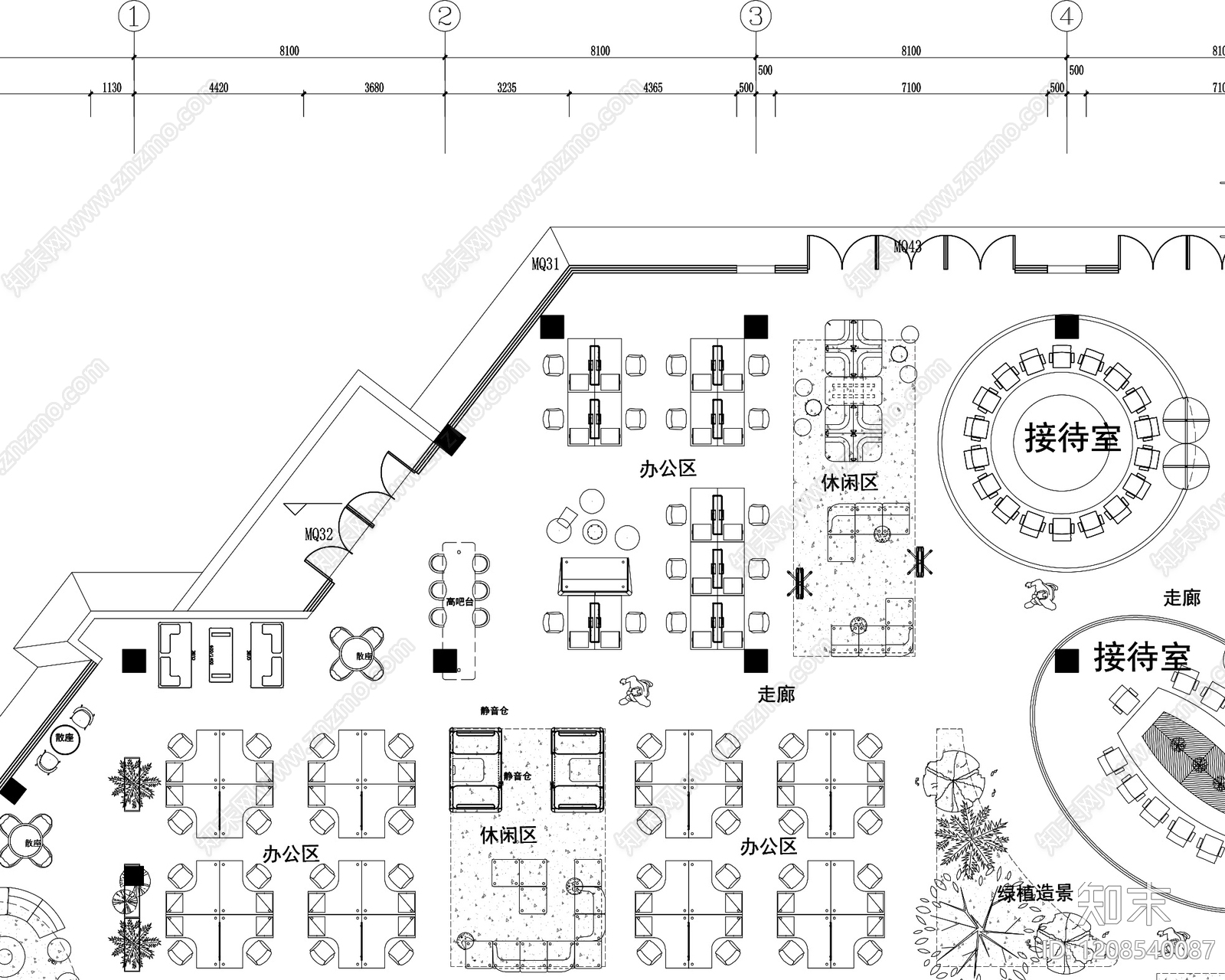 办公大堂cad施工图下载【ID:1208540087】