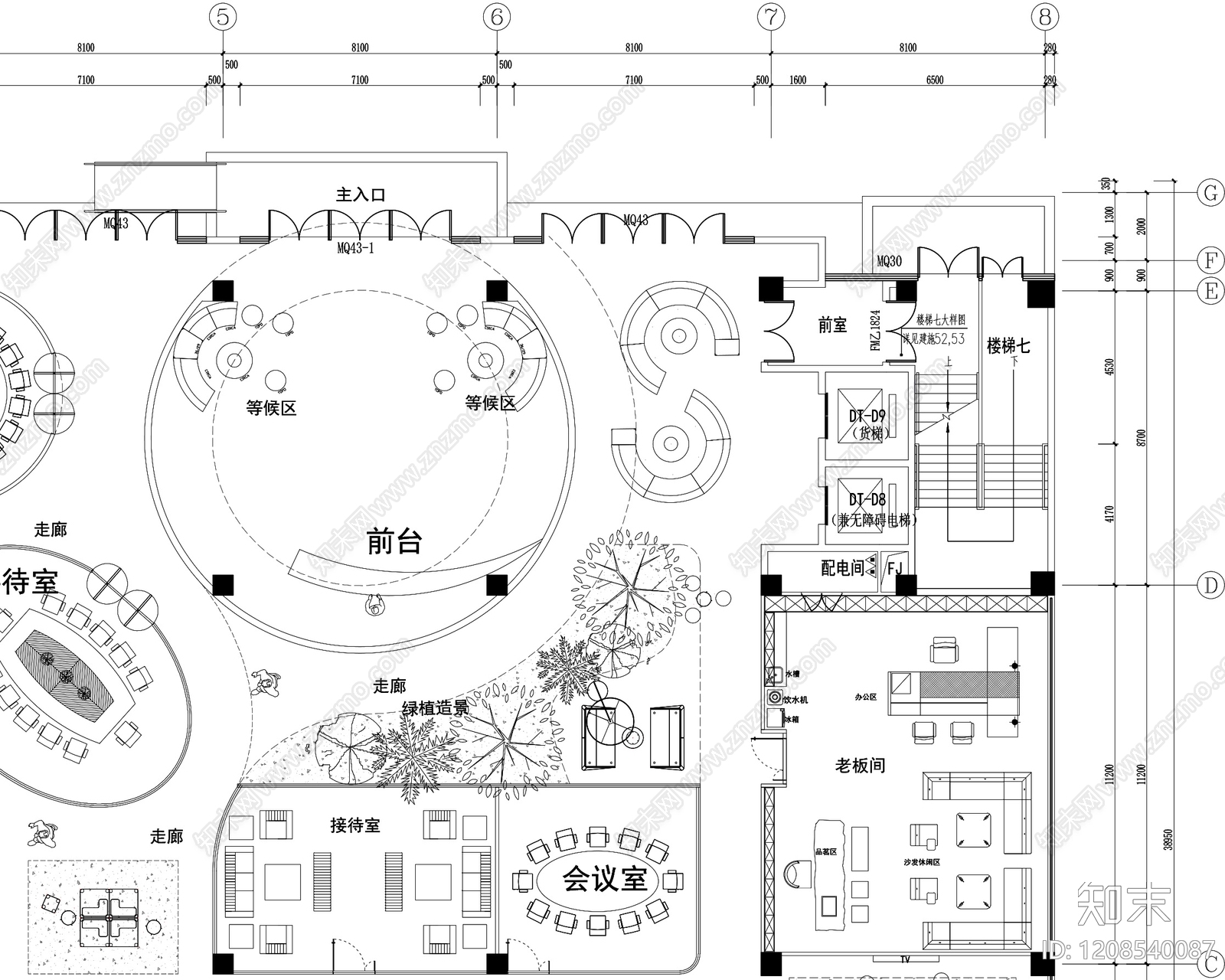 办公大堂cad施工图下载【ID:1208540087】