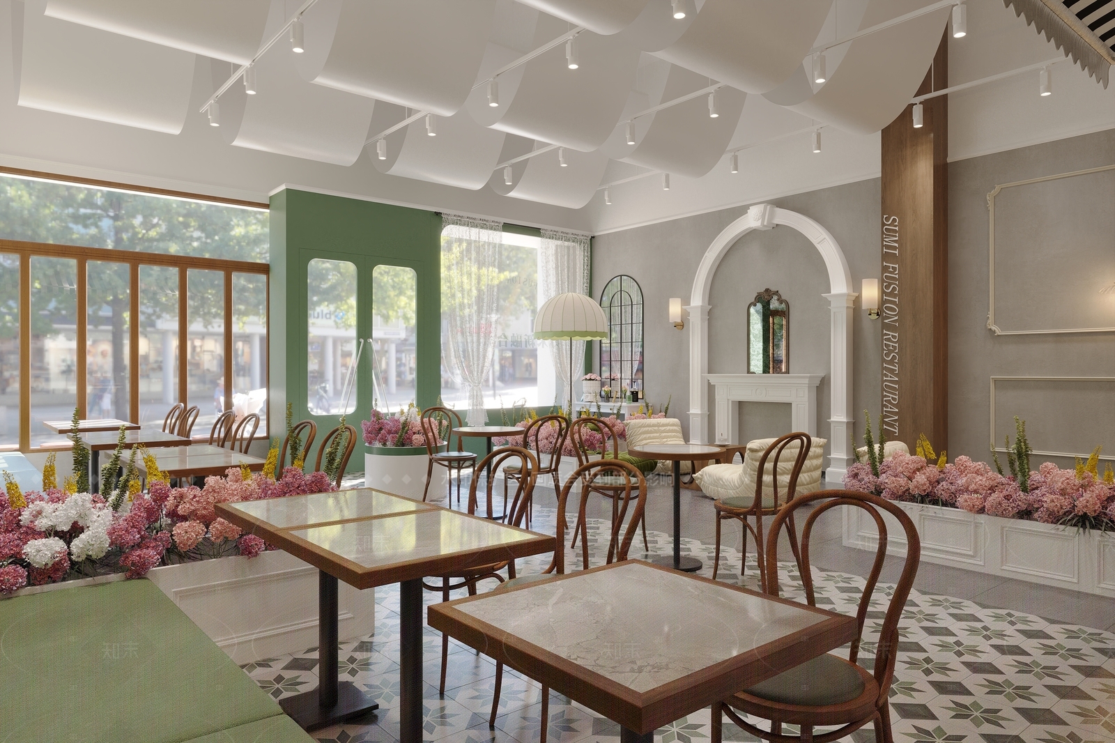法式西餐厅3D模型下载【ID:1208542202】