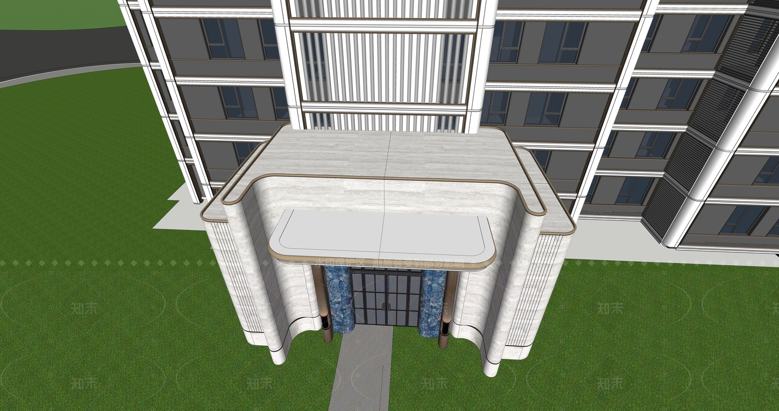 现代高层住宅SU模型下载【ID:1208543539】