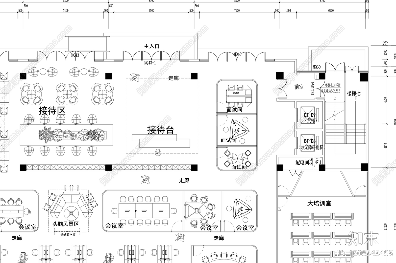 极简整体办公空间cad施工图下载【ID:1208545495】