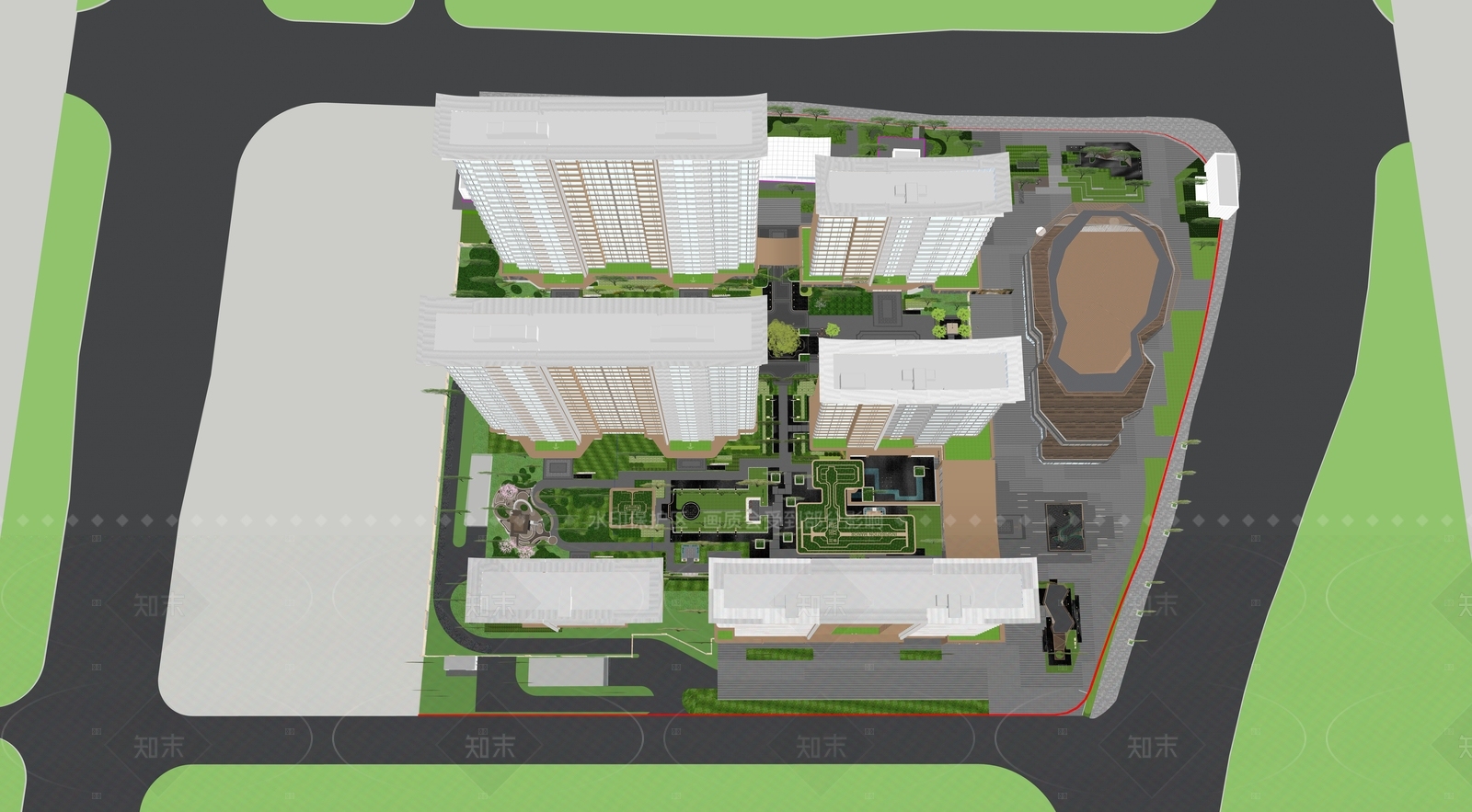 现代小区建筑SU模型下载【ID:1208545834】