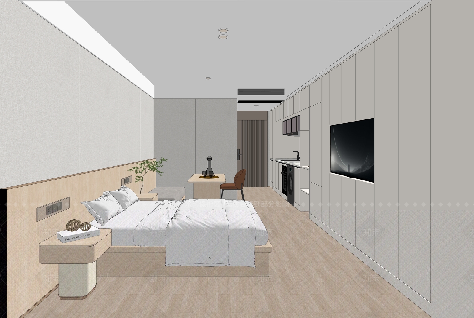 现代酒店客房SU模型下载【ID:1208547060】