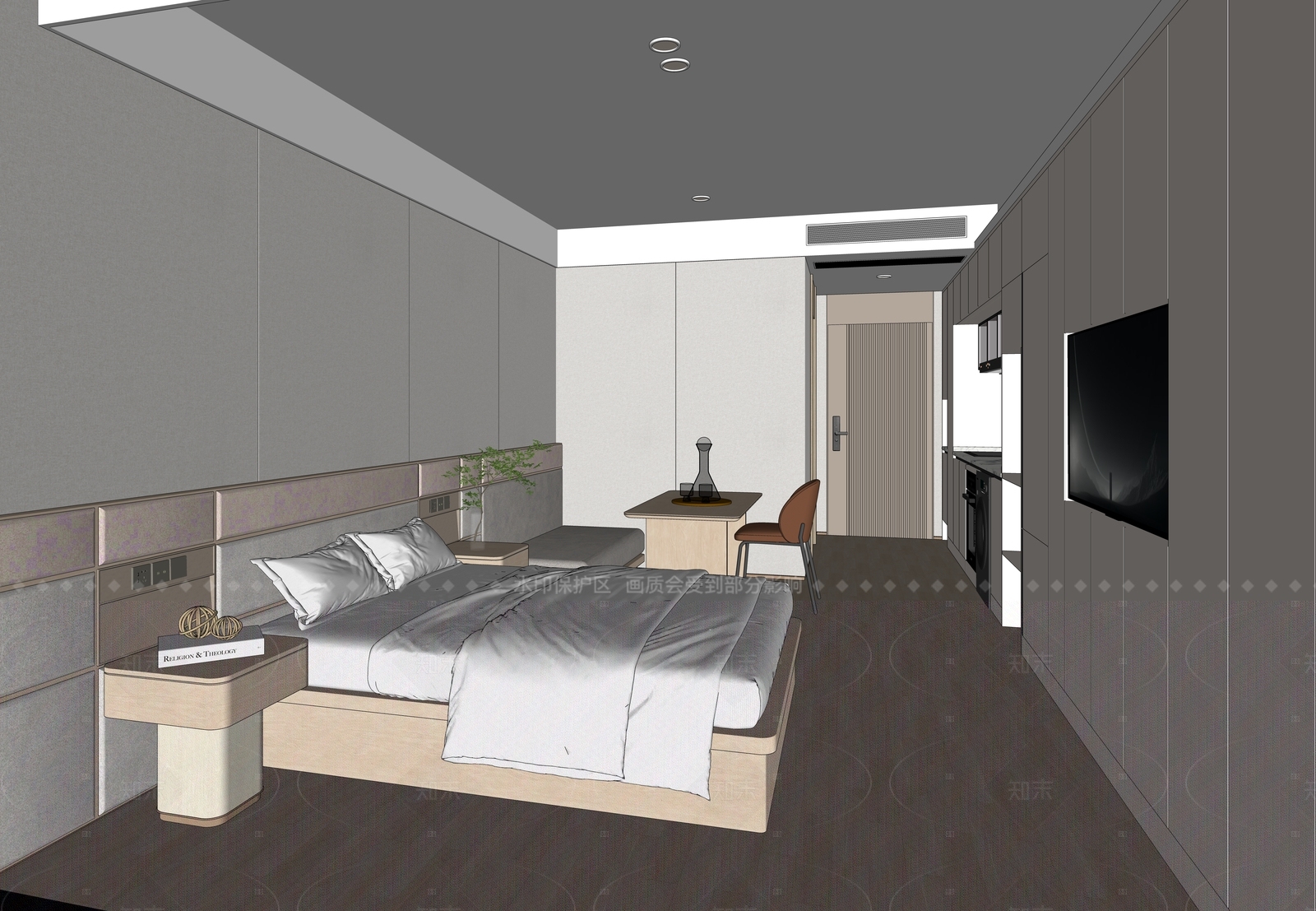 现代酒店客房SU模型下载【ID:1208547060】