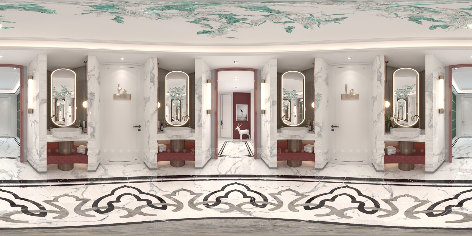 轻奢新古典酒店卫生间3D模型下载【ID:1208549037】