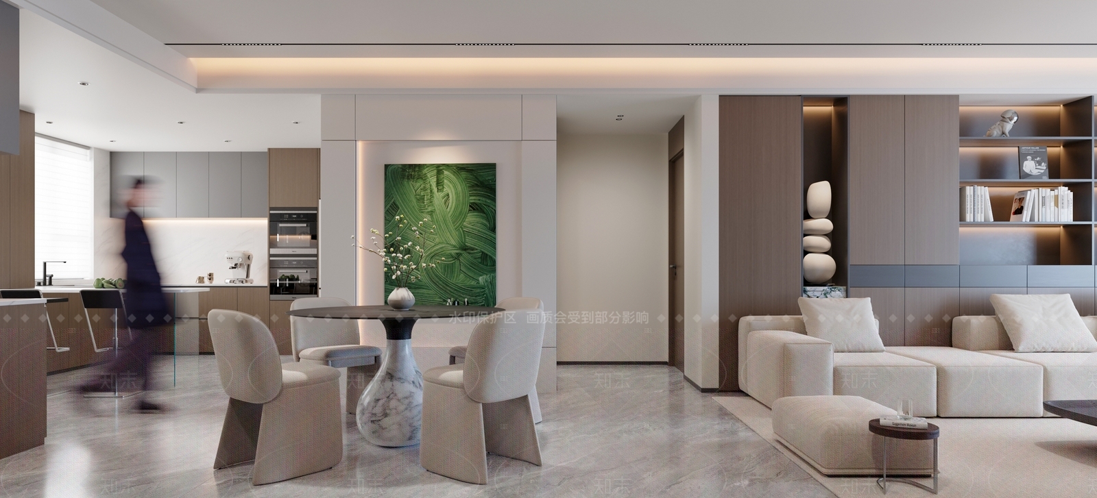 现代简约大平层客餐厅3D模型下载【ID:1208550246】