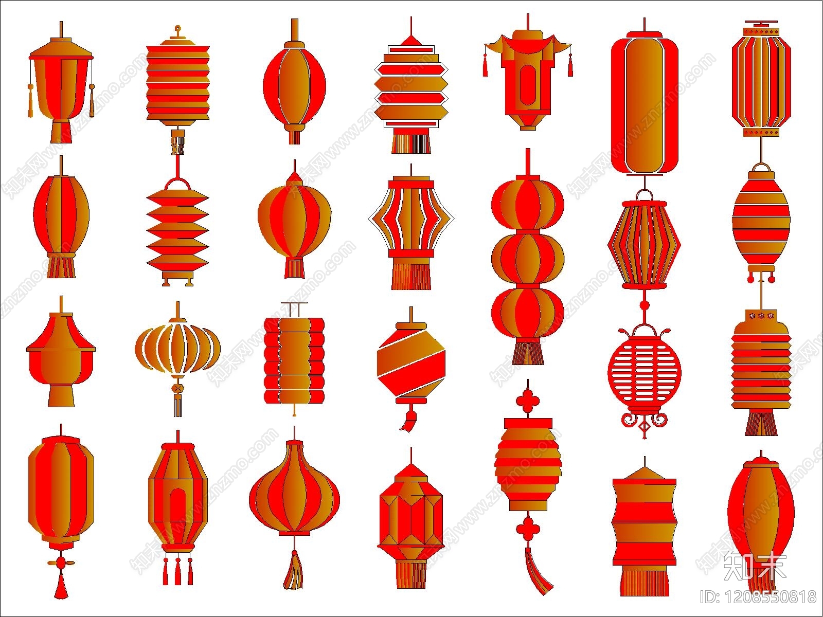 中式灯具图库施工图下载【ID:1208550818】