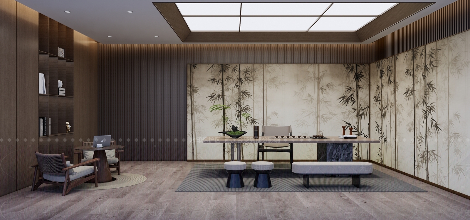 新中式茶室SU模型下载【ID:1208554569】