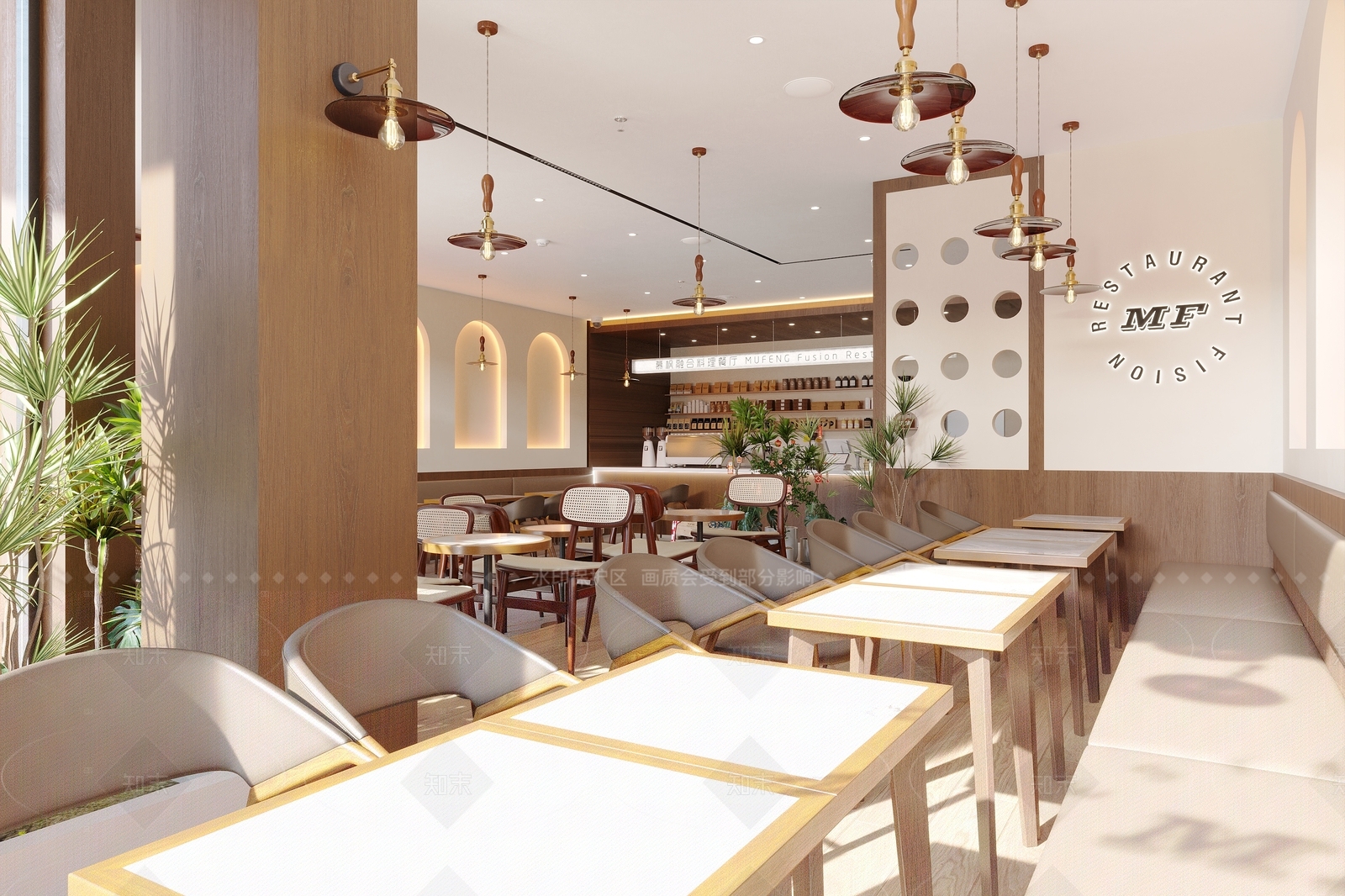 奶油风西餐厅3D模型下载【ID:1208555005】