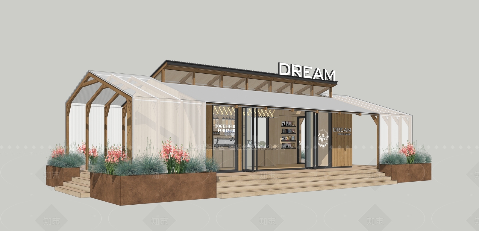 现代餐饮建筑SU模型精品下载_SketchUp模型_知末网