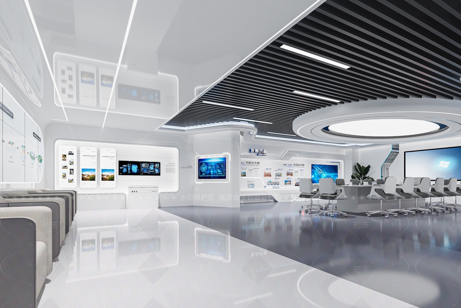 科技极简风企业展厅3D模型下载【ID:1208555425】