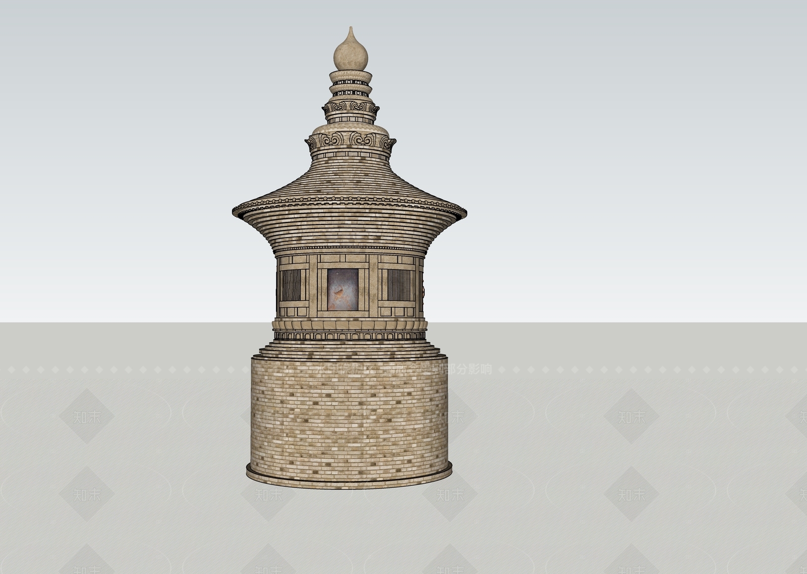 中式寺庙建筑SU模型下载【ID:1208558065】