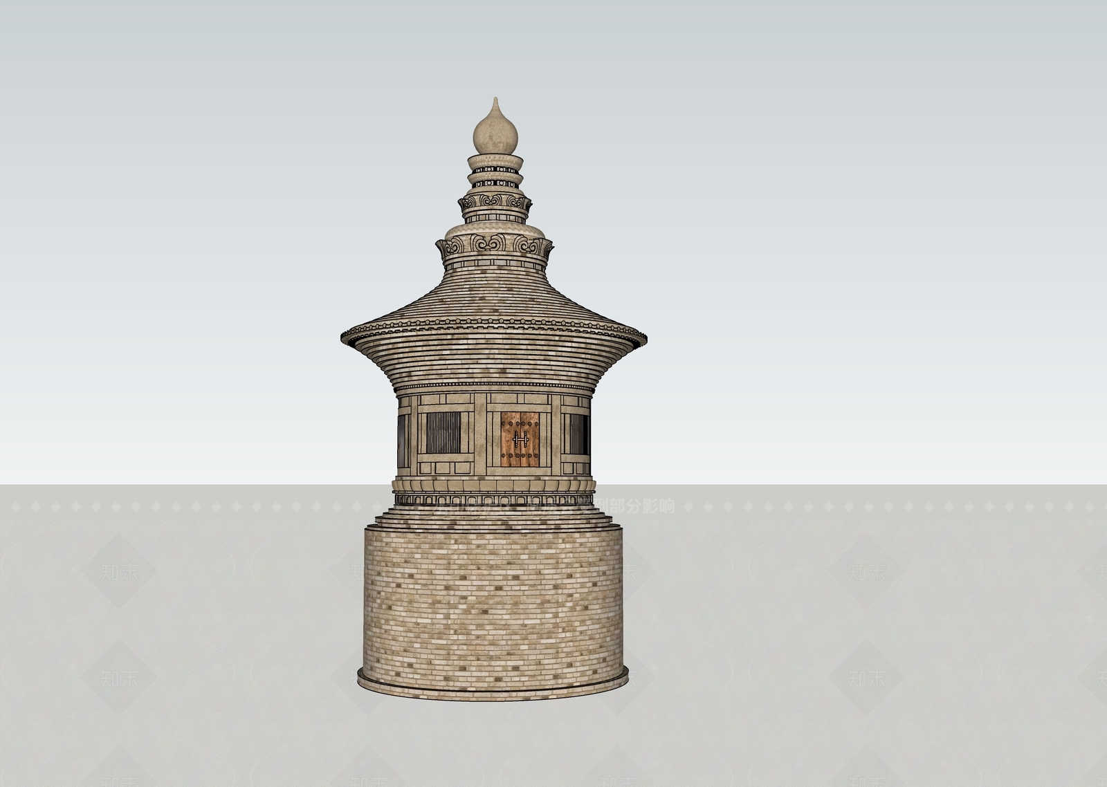 中式寺庙建筑SU模型下载【ID:1208558065】