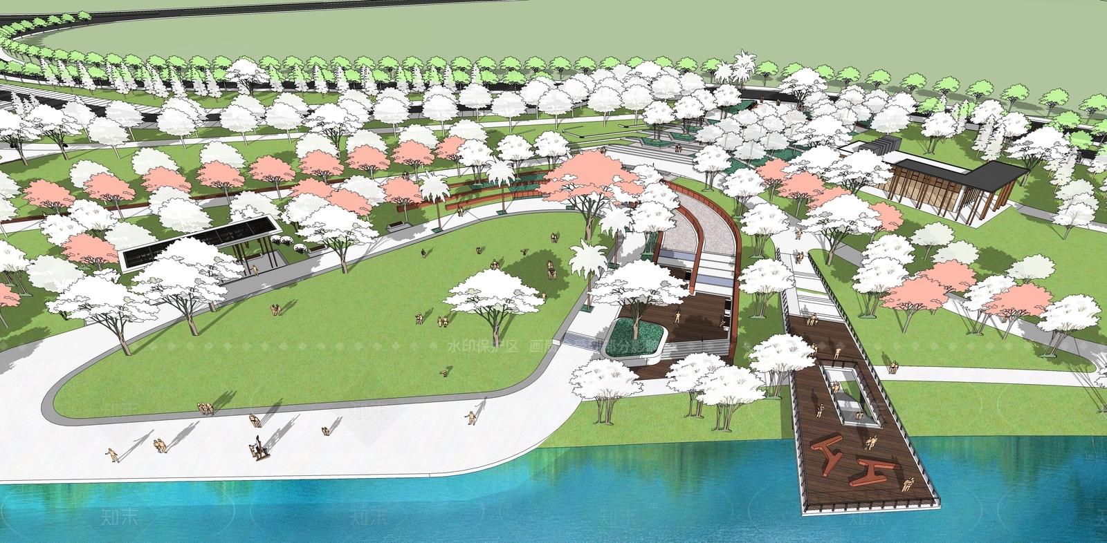 现代景观公园SU模型下载【ID:1208559362】