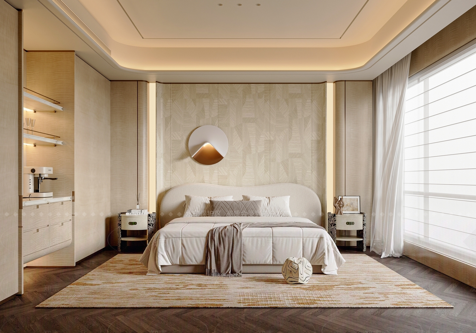 奶油风主卧3D模型下载【ID:1208560278】