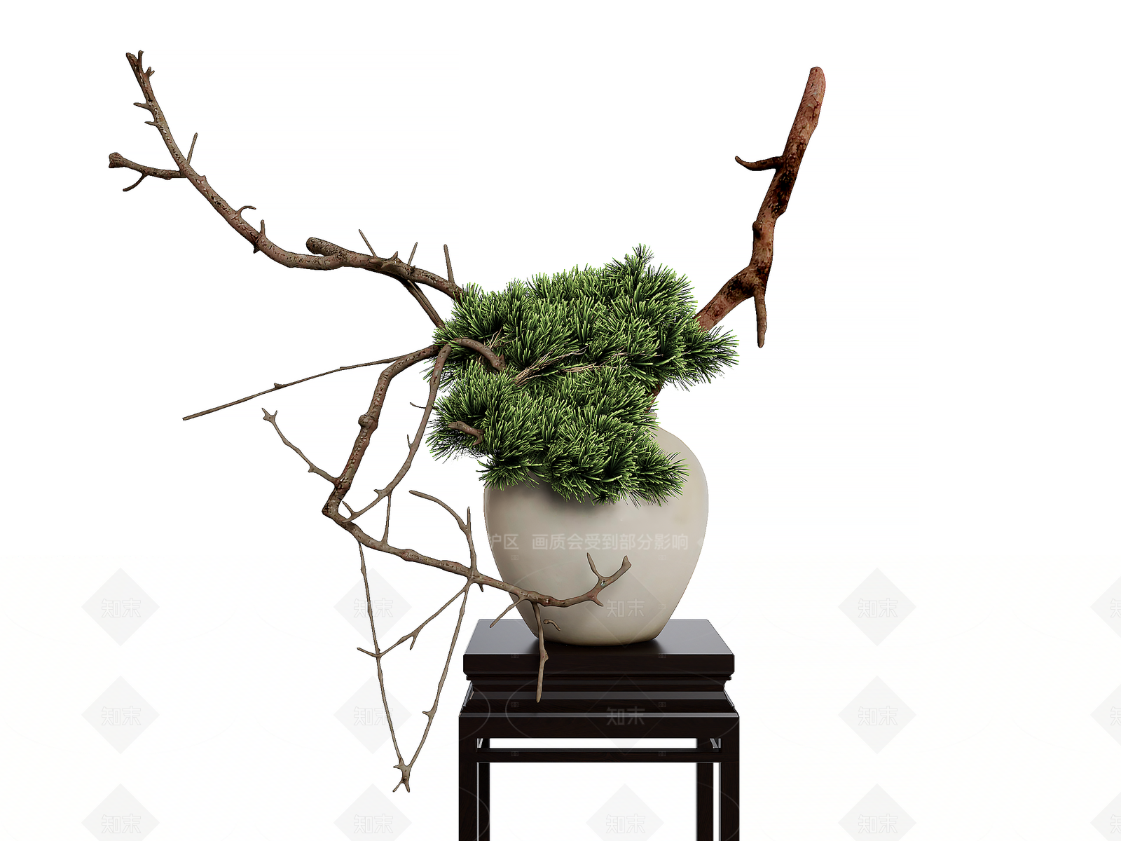 新中式绿植摆件3D模型下载【ID:1208562720】