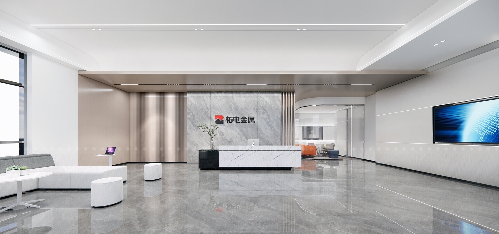 现代简约办公大堂SU模型下载【ID:1208562805】