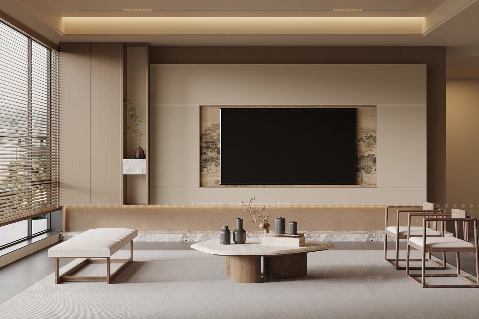 新中式宋式客厅3D模型下载【ID:1208562960】