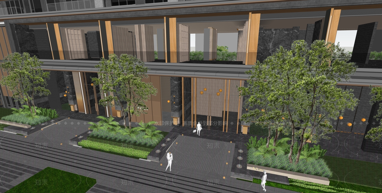 现代轻奢高层住宅SU模型下载【ID:1208563453】