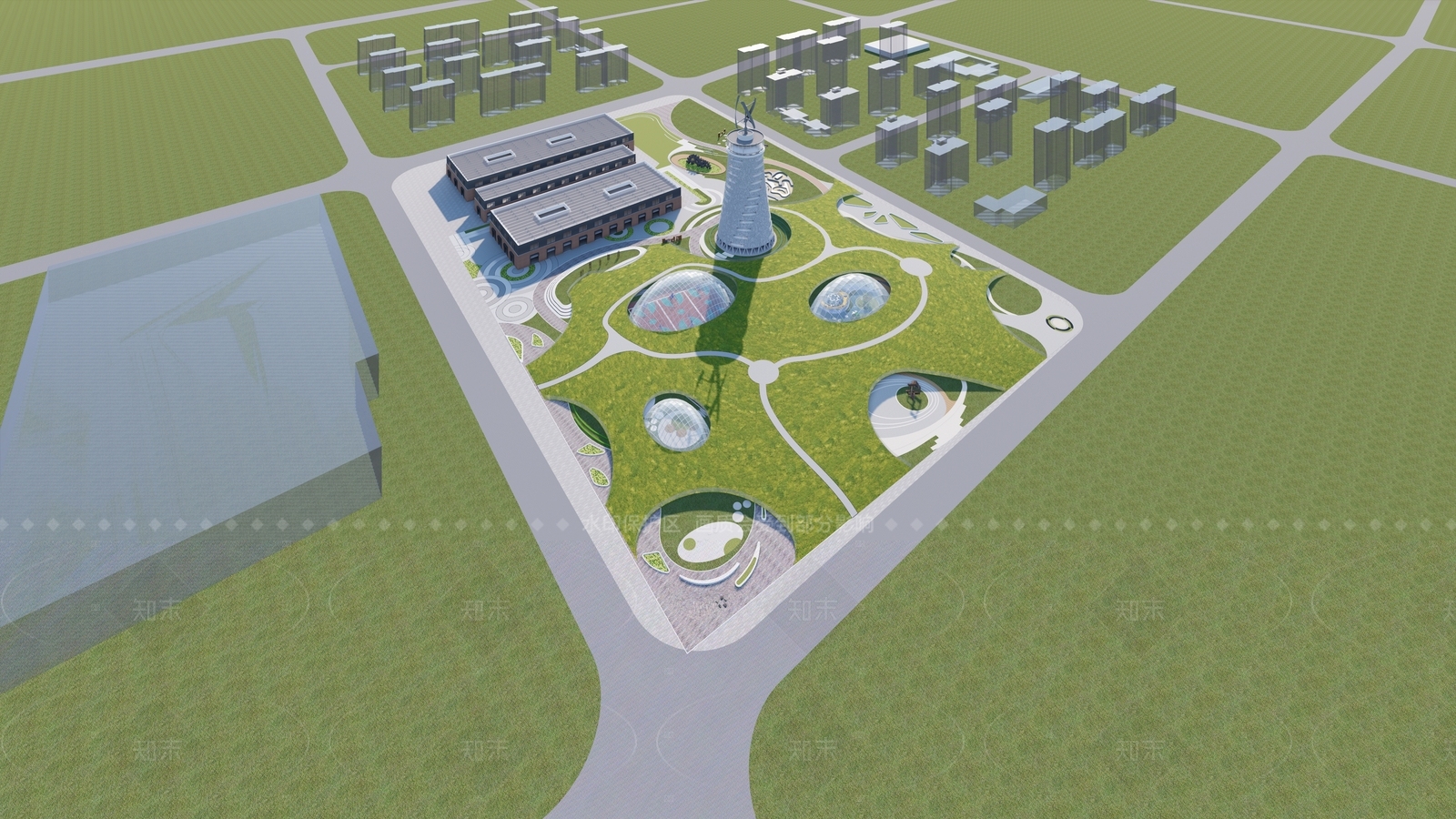 工业简约景观公园SU模型下载【ID:1208565826】