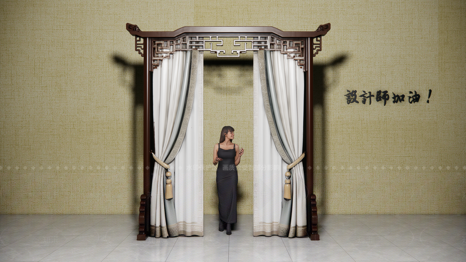 新中式中式窗帘SU模型下载【ID:1208565178】