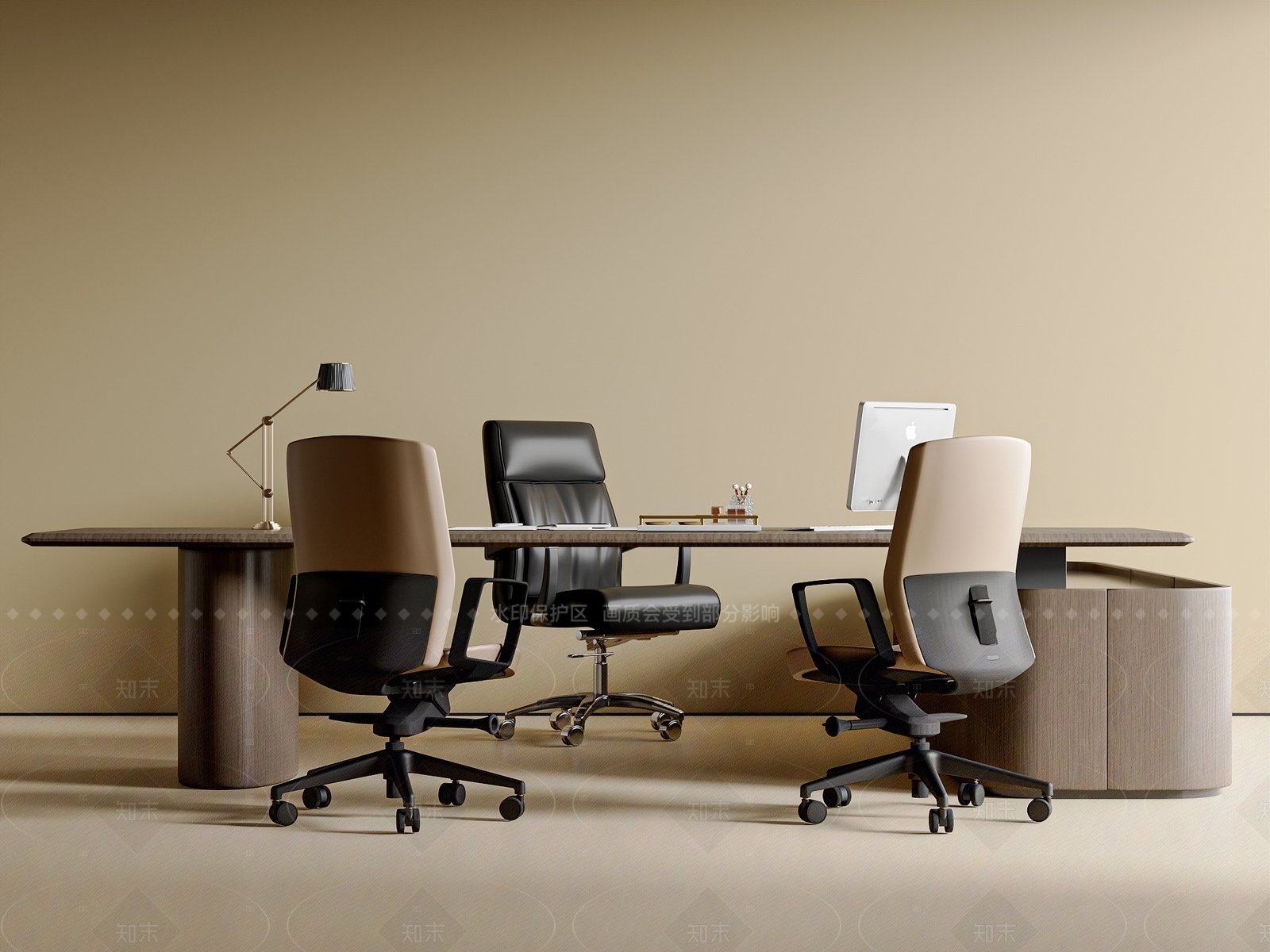 现代极简办公桌椅3D模型下载【ID:1208568757】