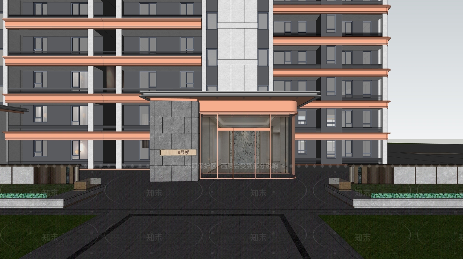 现代高层住宅SU模型下载【ID:1208568579】