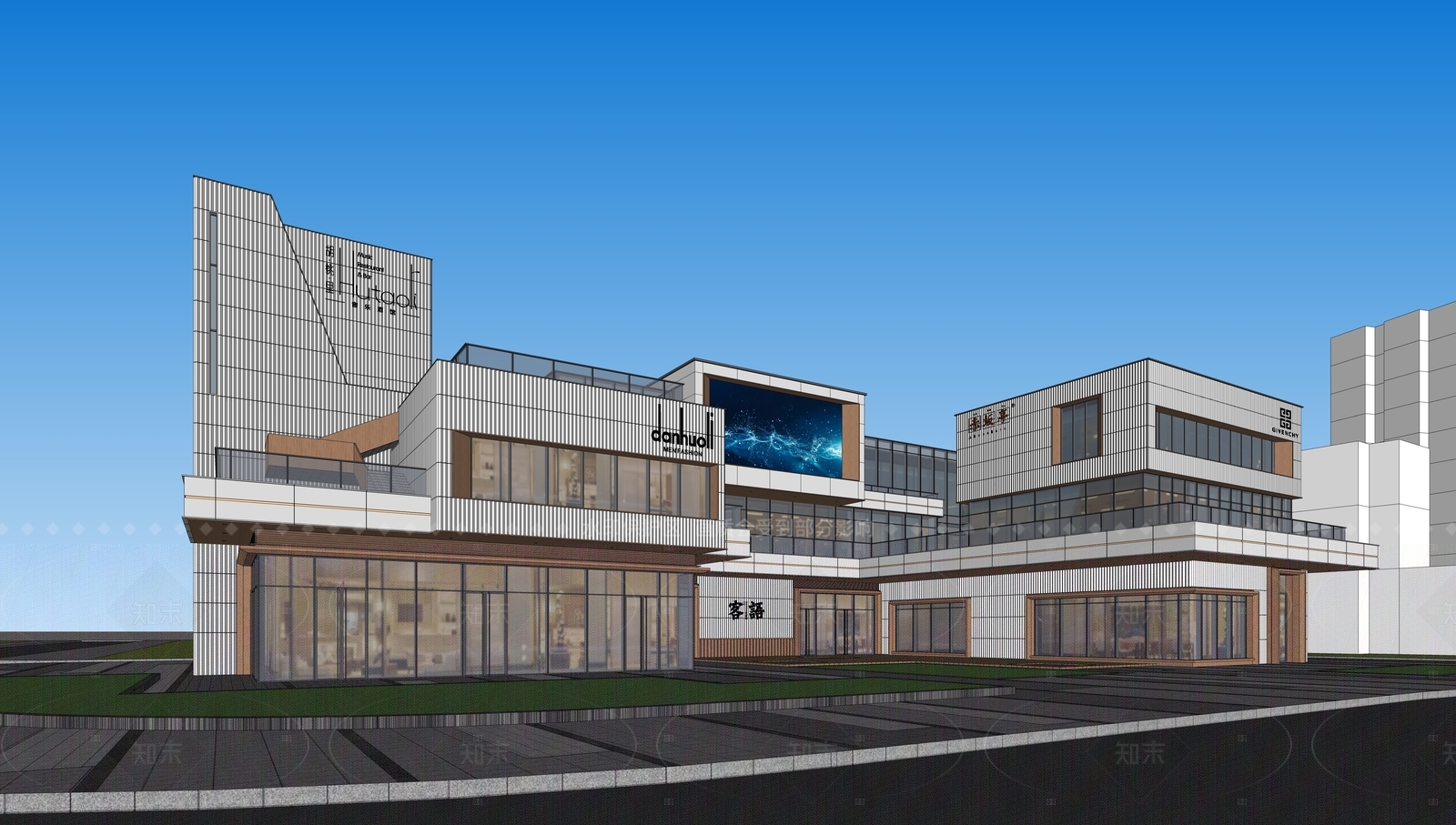 现代商场建筑SU模型下载【ID:1208570866】