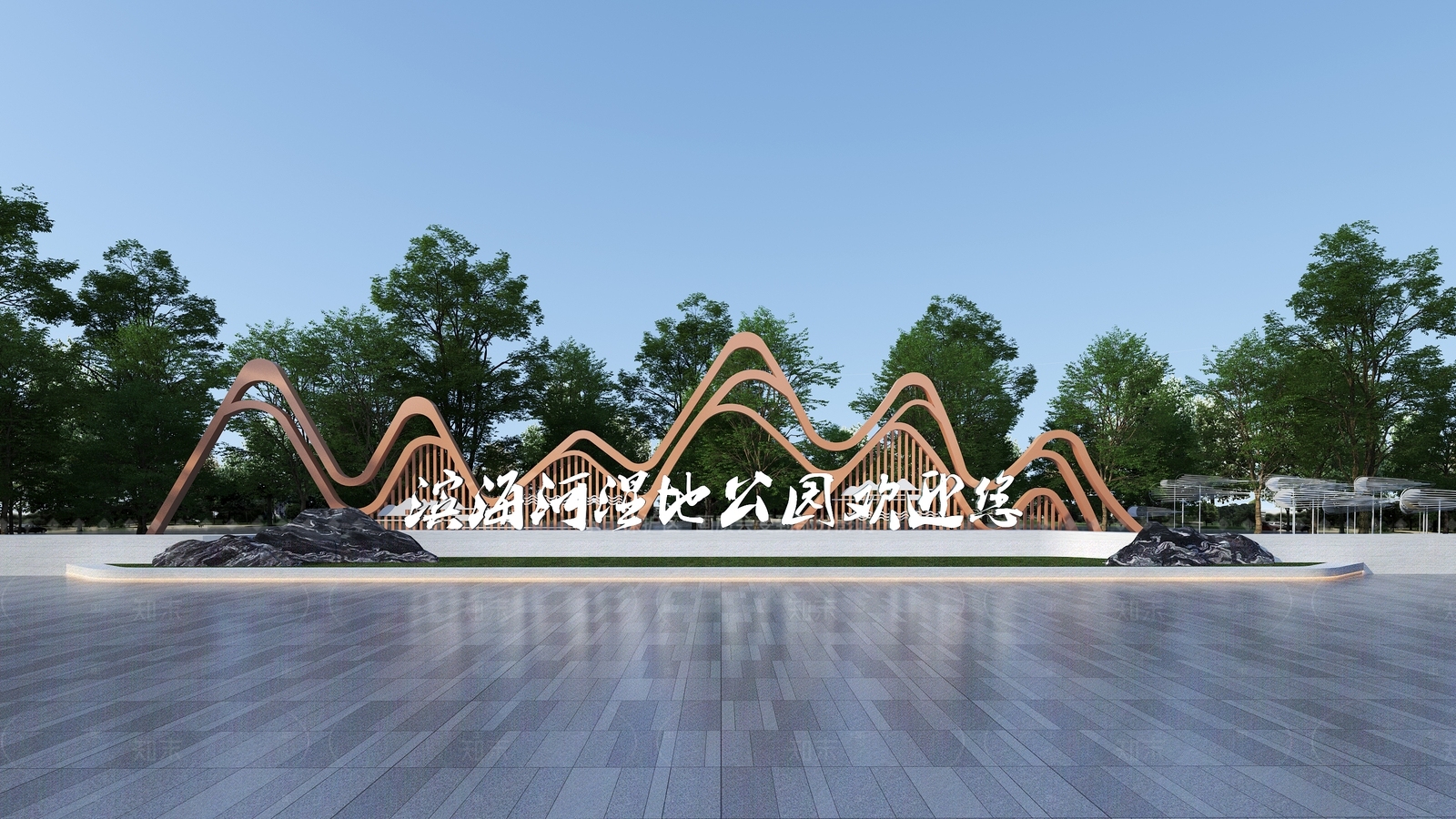 新中式景观入口广场3D模型下载【ID:1208571045】